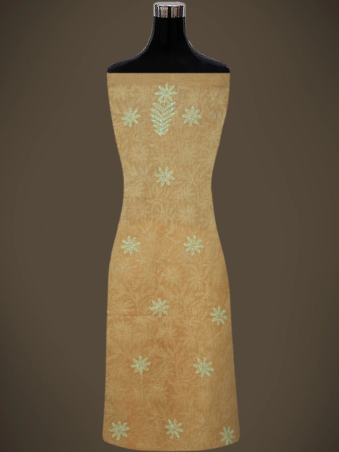 Ada Hand Embroidered Fawn Kota Lucknowi Chikankari Unstitched Kurta Dupatta Set 01A751301