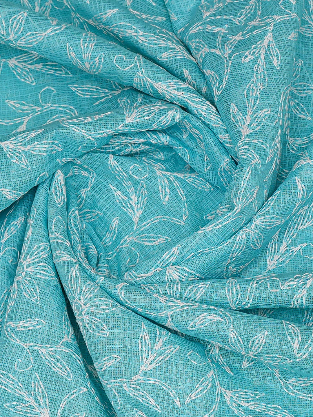 Ada Hand Embroidered Sky Blue Kota Lucknowi Chikankari Dupatta 01A610842