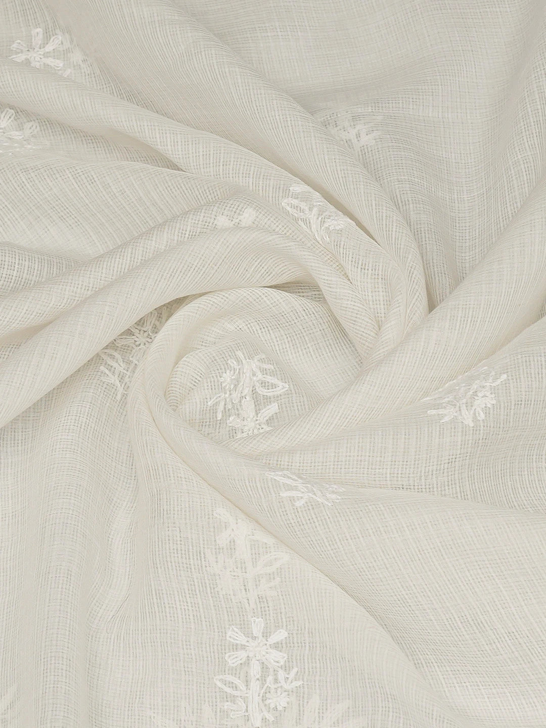 Ada Hand Embroidered White Kota Lucknowi Chikankari Dupatta 01A680899