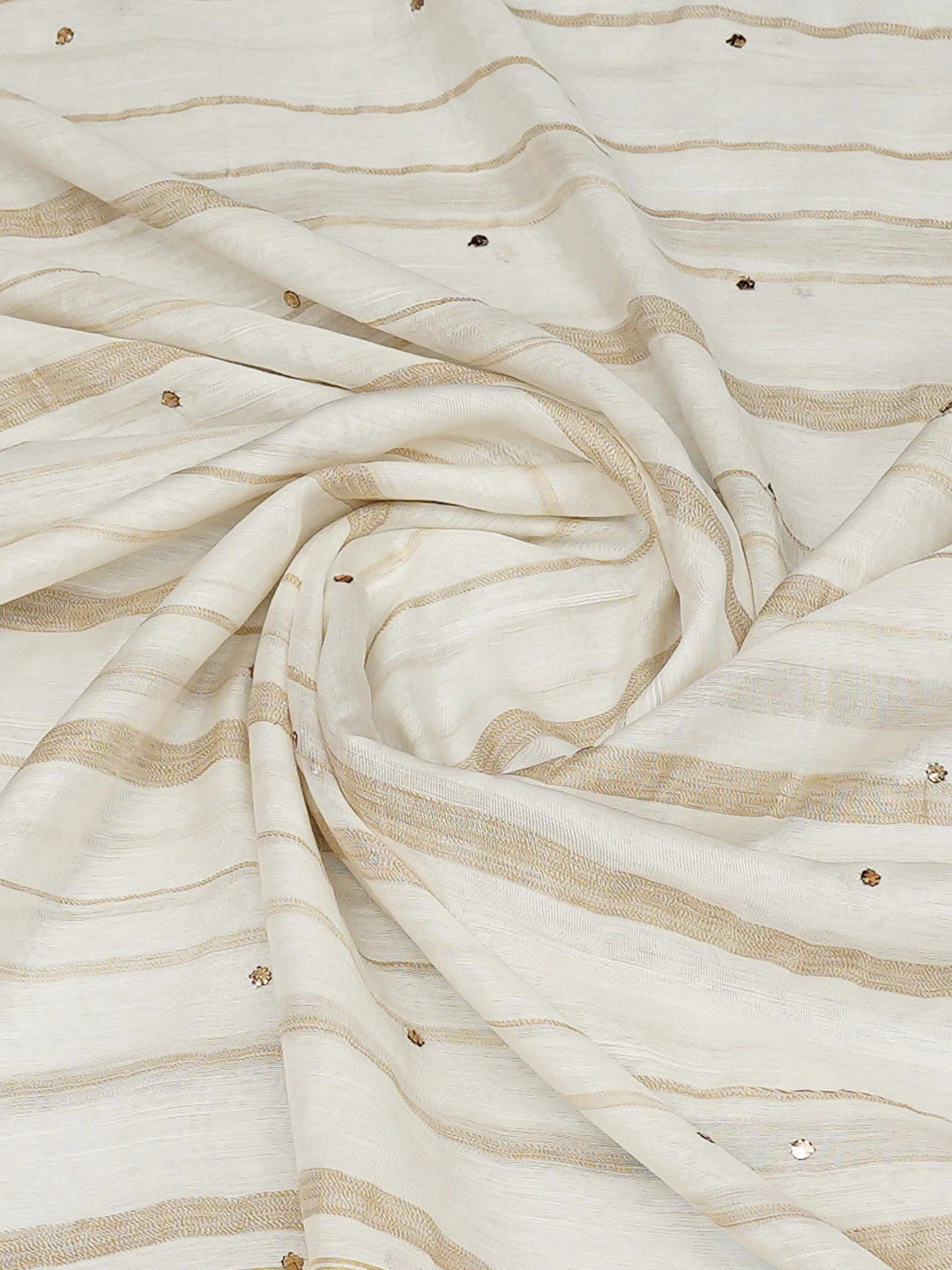 Ada Hand Embroidered White Chanderi Lucknowi Chikankari Dupatta With Mukaish Work 01A383559