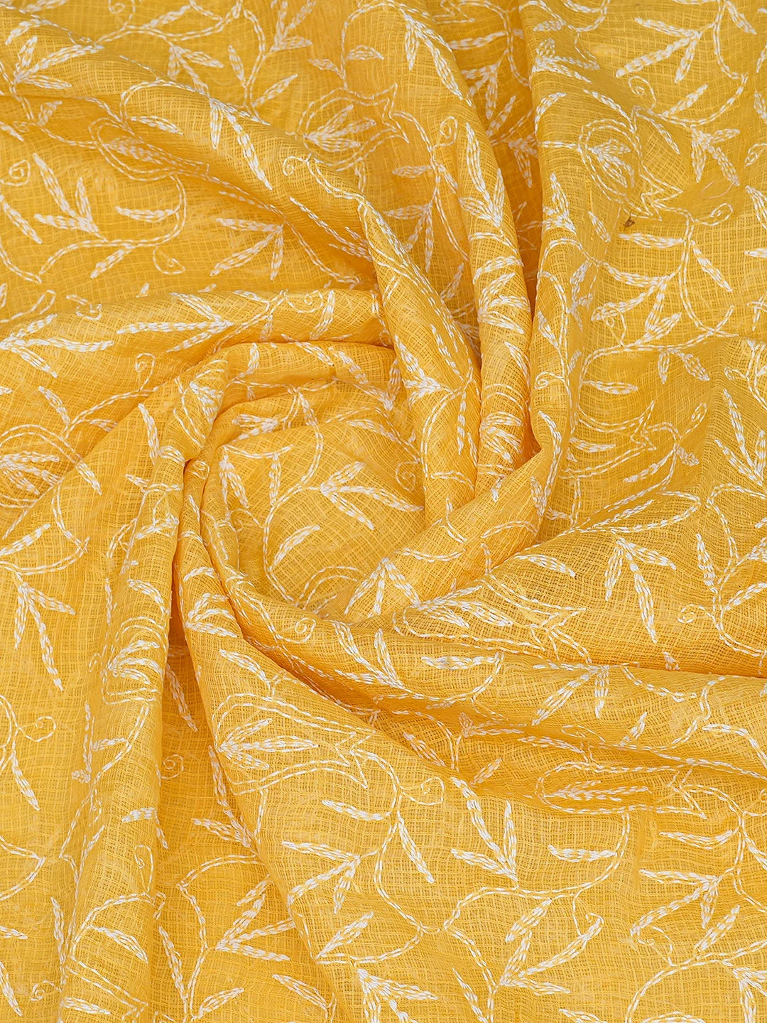 Ada Hand Embroidered Yellow Kota Lucknowi Chikankari Dupatta 01A720780