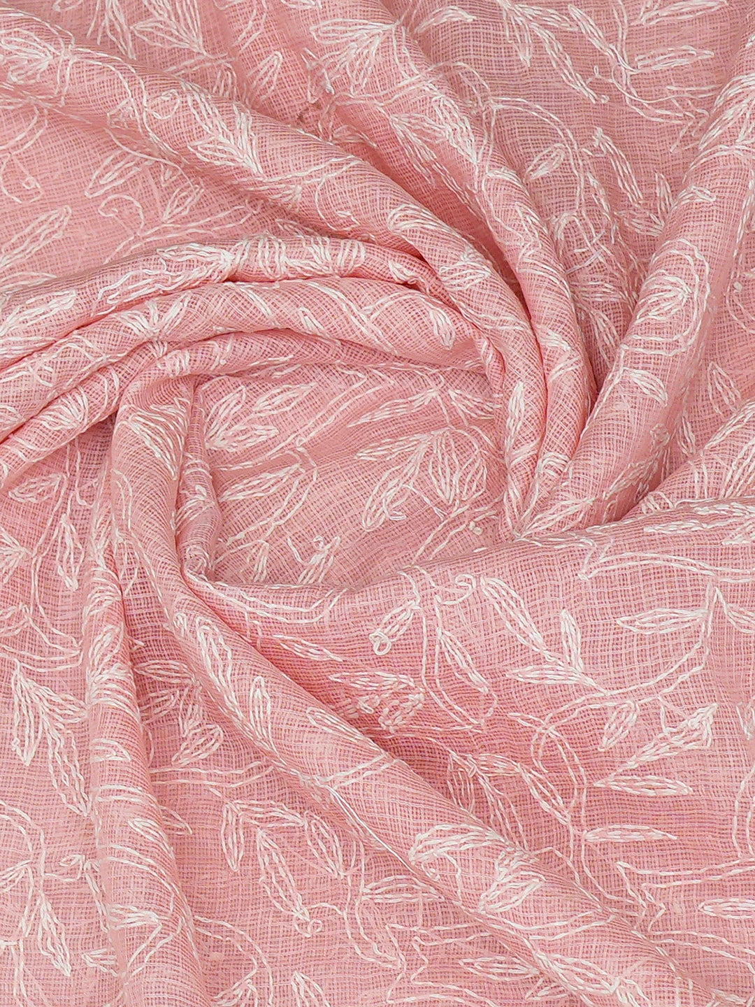 Ada Hand Embroidered Peach Kota Lucknowi Chikankari Dupatta 01A610851