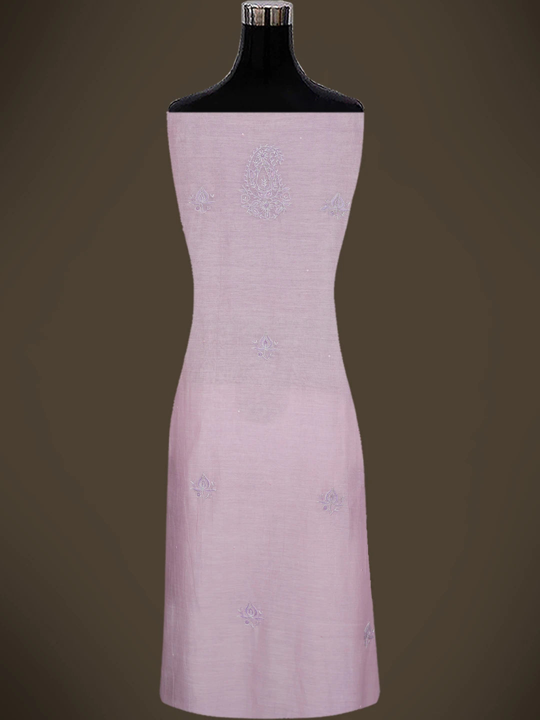 Ada Hand Embroidered Pink Chanderi Lucknowi Chikankari Unstitched Kurta Dupatta Set With Zari Work 01A682751