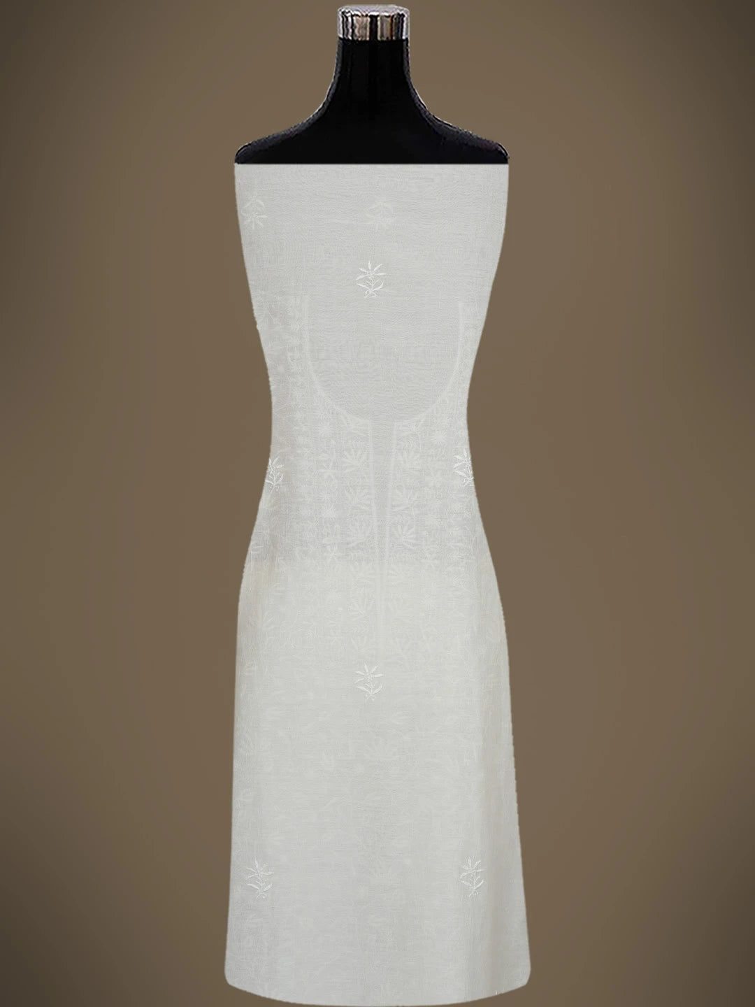 Ada Hand Embroidered Ivory White Chanderi Lucknowi Chikankari Unstitched Kurta Dupatta Set 01A664530