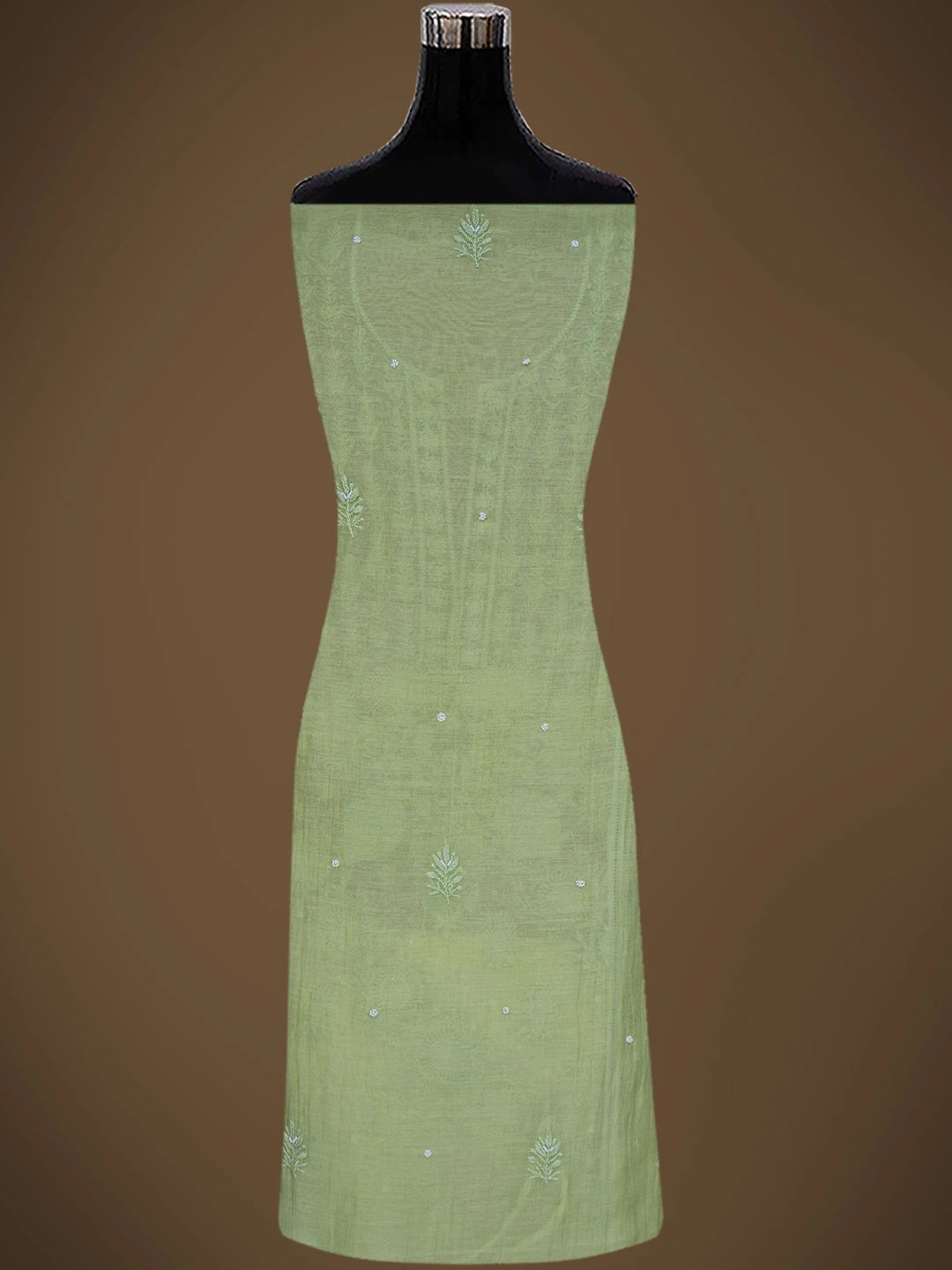 Ada Hand Embroidered Pista Green Chanderi Lucknowi Chikankari Semi-Stitched Kurta Dupatta Set With Cutdana Work 01A710901