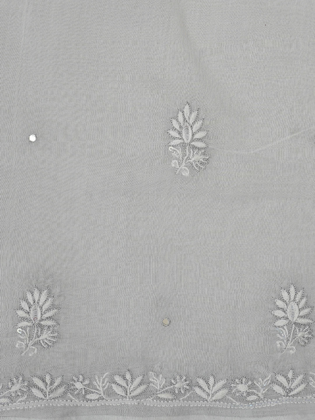 Ada Hand Embroidered Cadet Grey Chanderi Lucknowi Chikankari Unstitched Kurta Dupatta Set With Cutdana Work 01A682974
