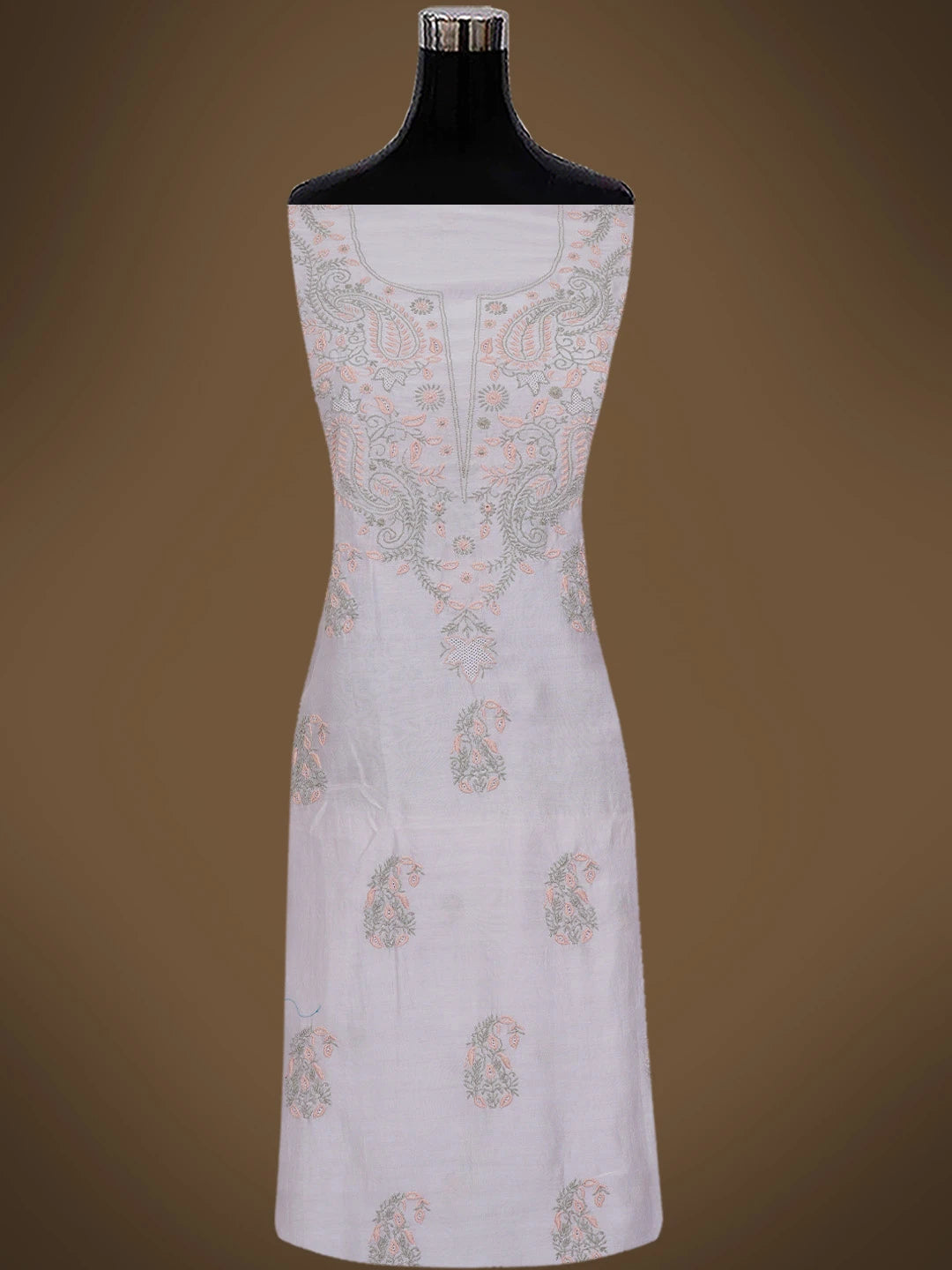 Ada Hand Embroidered Lavender Chanderi Lucknowi Chikankari Unstitched Kurta Dupatta Set 01A727712