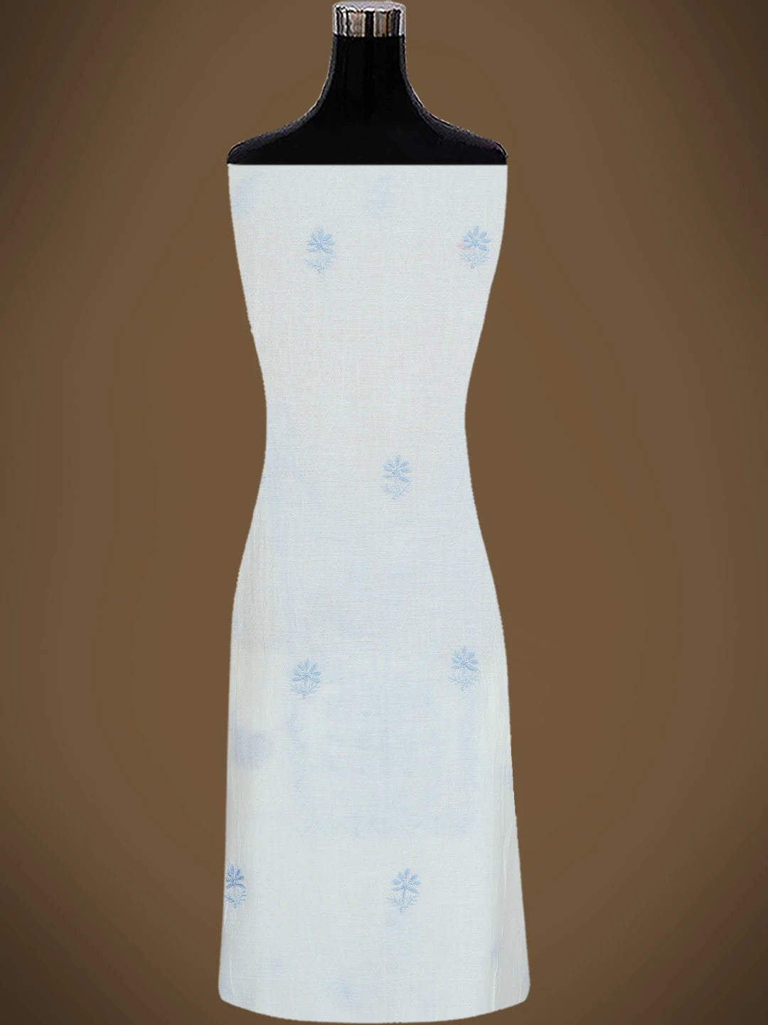 Ada Hand Embroidered Smoke White Chanderi Lucknowi Chikankari Unstitched Kurta Dupatta Set 01A750142