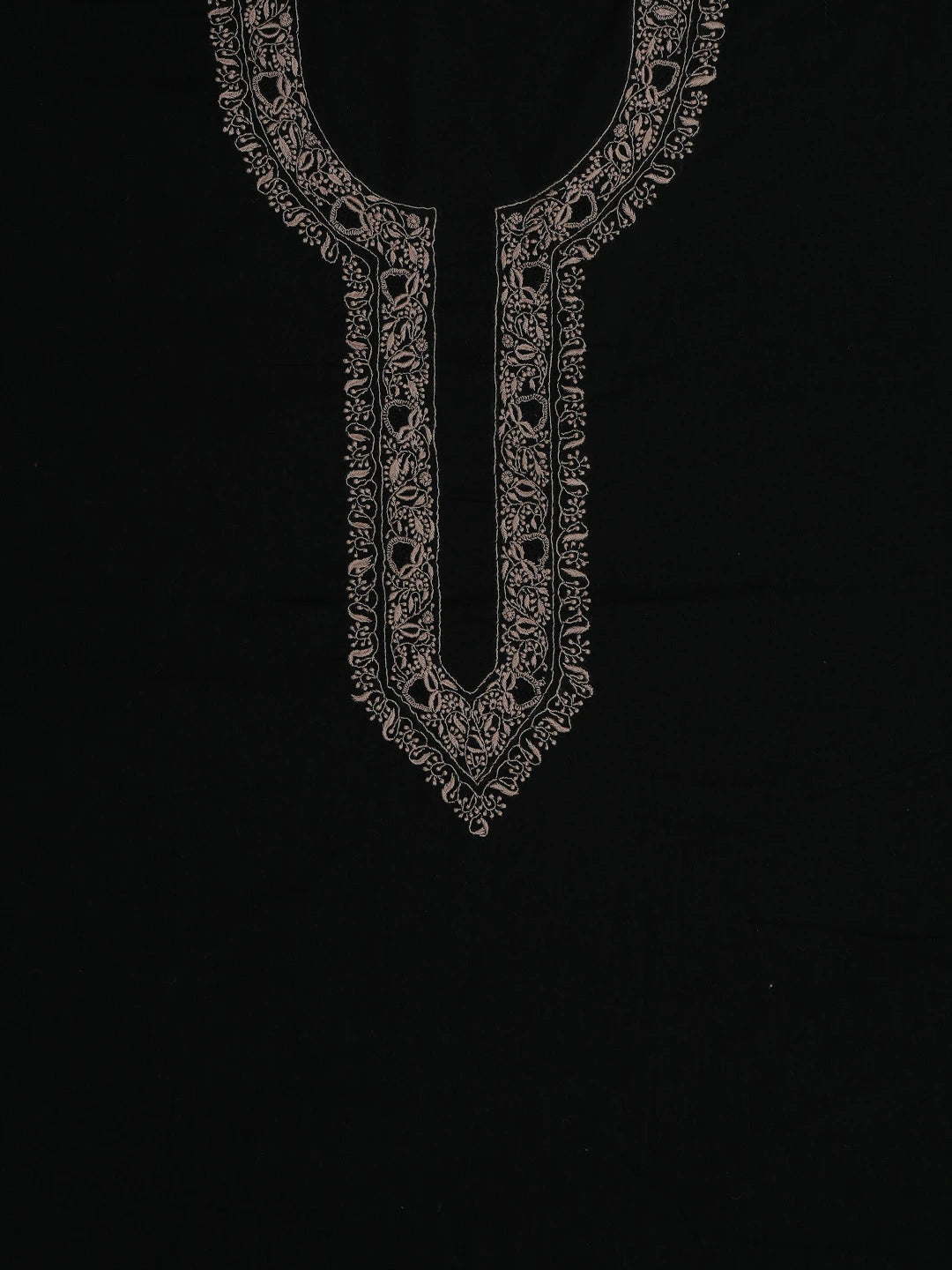 Ada Hand Embroidered Black Cotton Lucknowi Chikankari Unstitched Men's Kurta Piece 01A651937