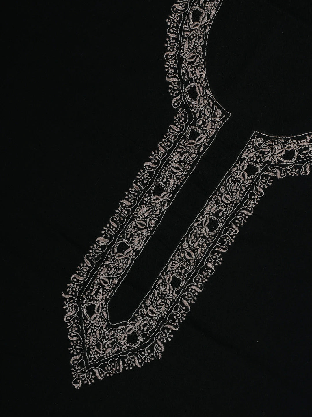 Ada Hand Embroidered Black Cotton Lucknowi Chikankari Unstitched Men's Kurta Piece 01A651937
