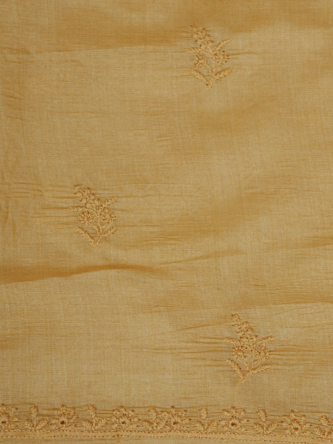 Ada Hand Embroidered Fawn Tussar Silk Lucknowi Chikankari Unstitched Men's Kurta Piece 01A722452