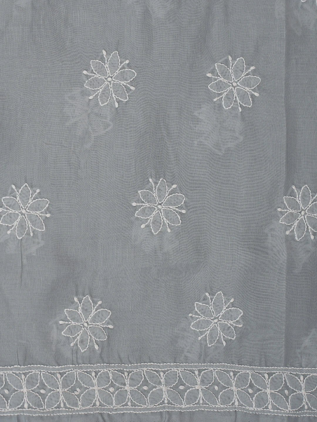 Ada Hand Embroidered Grey Cotton Lucknowi Chikankari Unstitched Suit Piece 01A723968