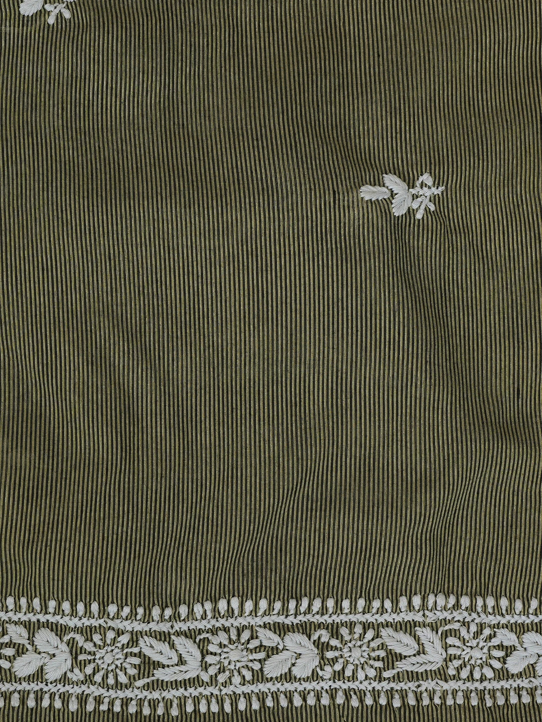 Ada Hand Embroidered Olive Green Chanderi Lucknowi Chikankari Unstitched Men's Kurta Piece 01A708512