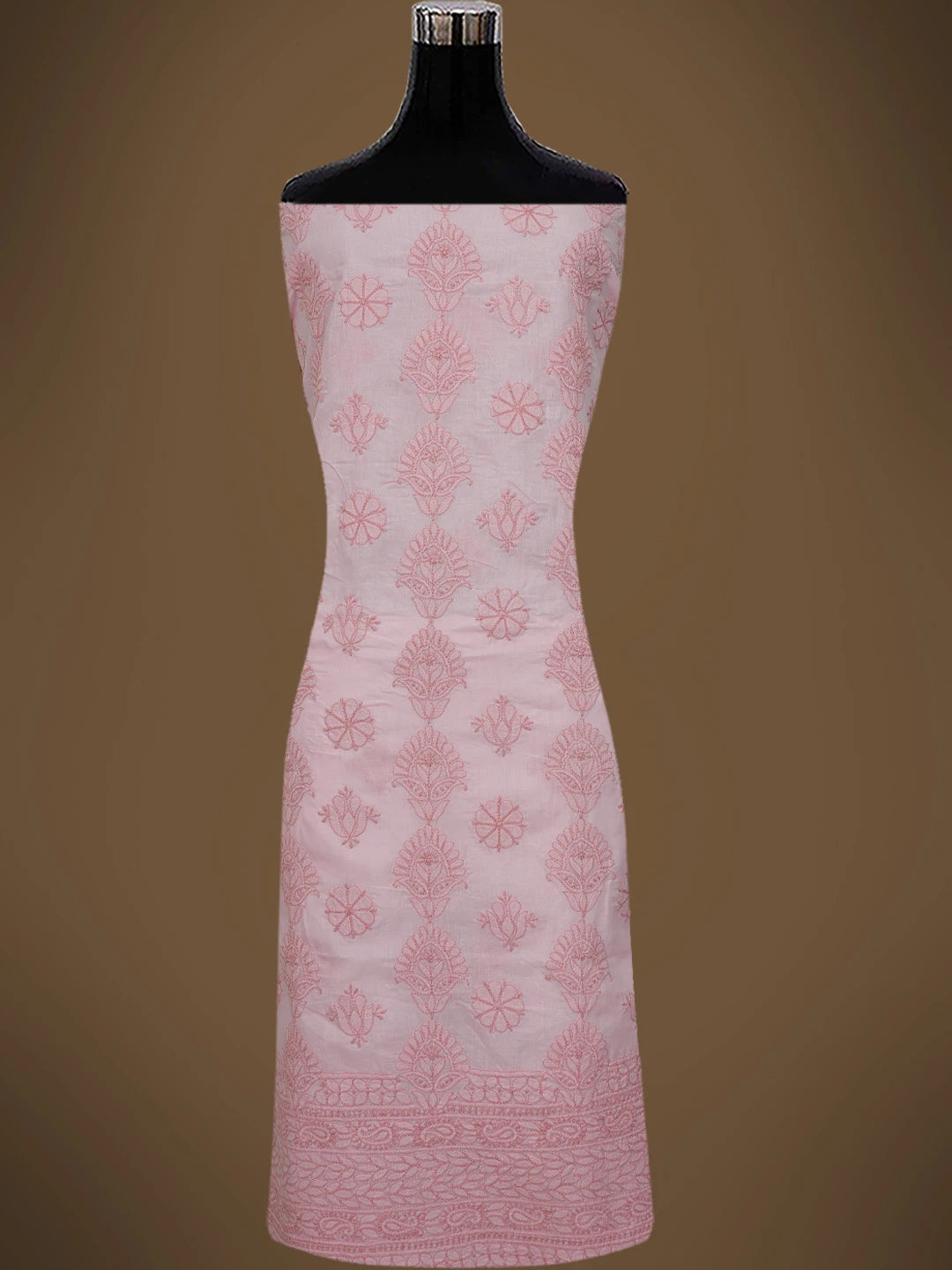 Ada Hand Embroidered Pink Cotton Lucknowi Chikankari Unstitched Suit Piece 01A742510