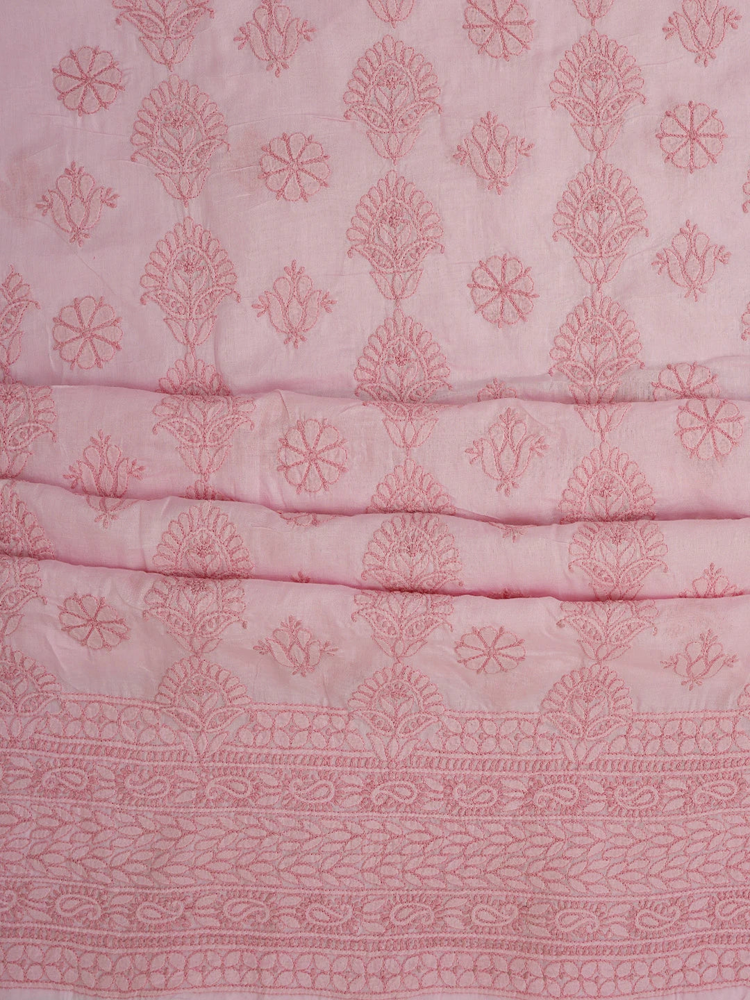 Ada Hand Embroidered Pink Cotton Lucknowi Chikankari Unstitched Suit Piece 01A742510