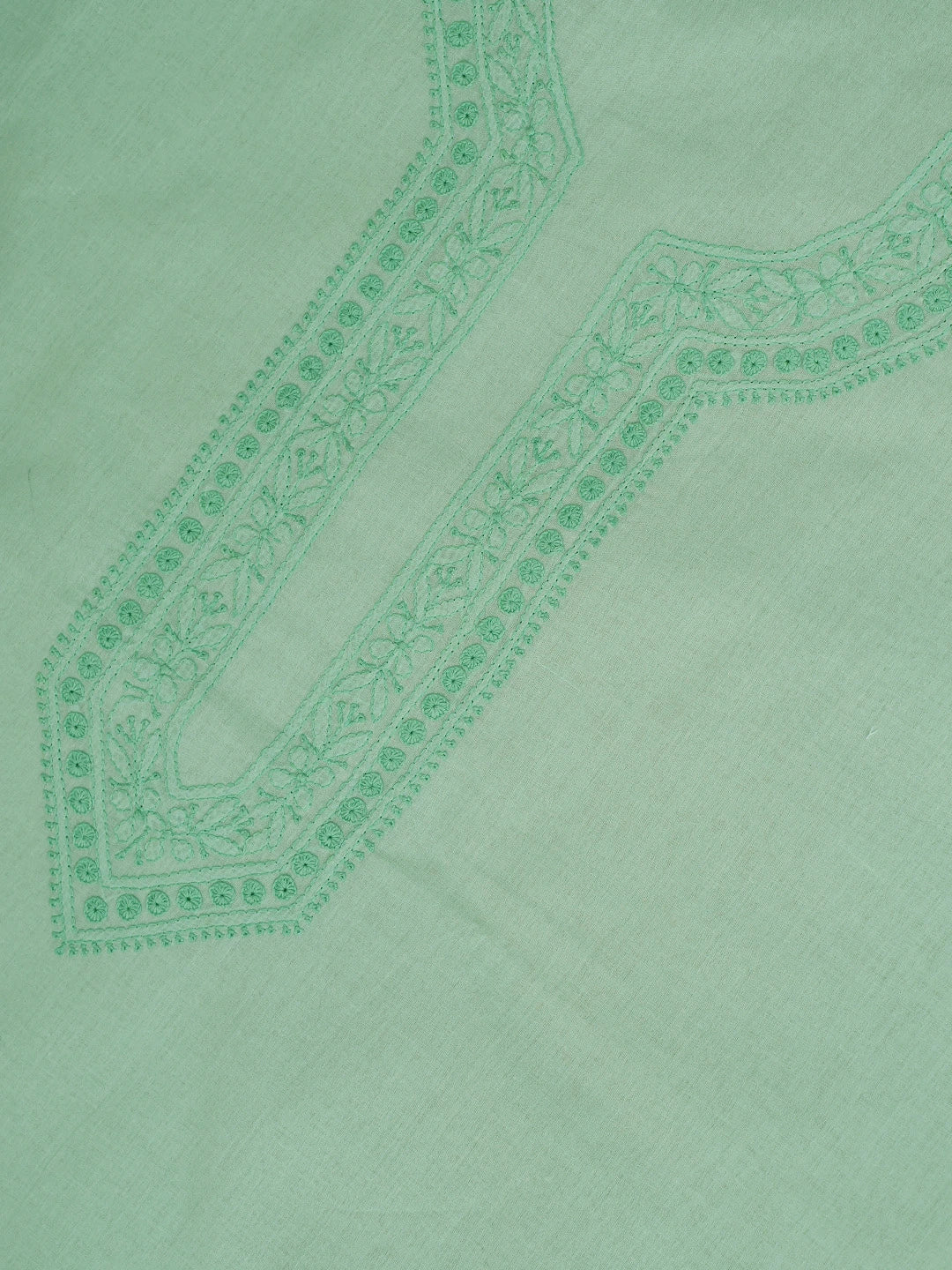 Ada Hand Embroidered Sea Green Cotton Lucknowi Chikankari Unstitched Men's Kurta Piece 01A752662