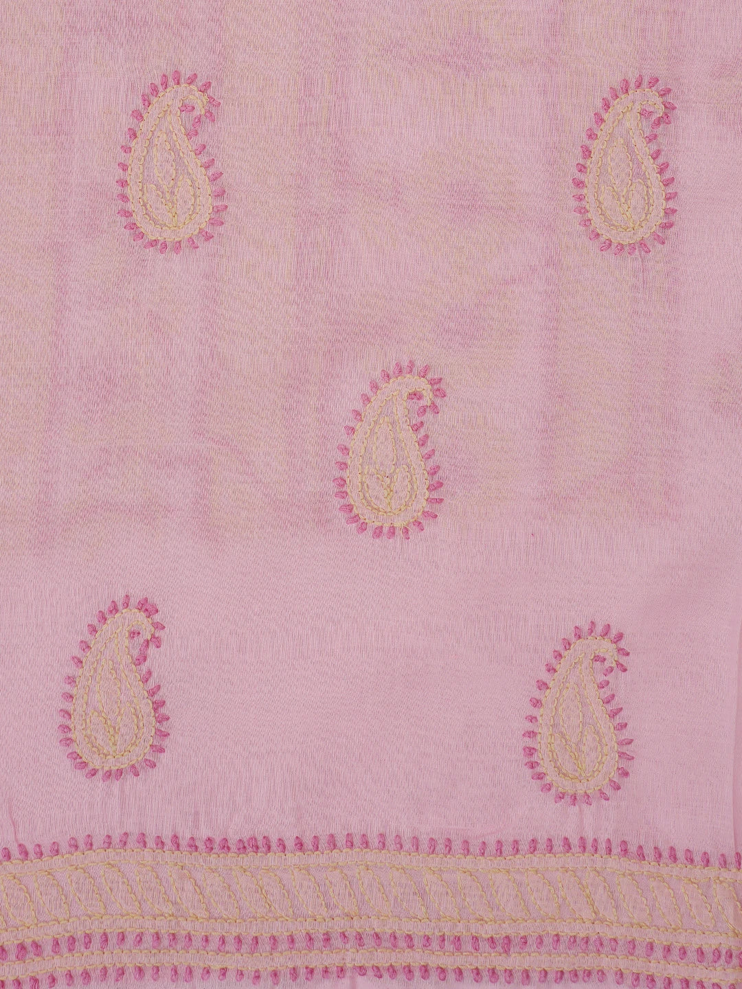 Ada Hand Embroidered Pink Cotton Lucknowi Chikankari Unstitched Suit Piece With Mukaish Work 01A736061