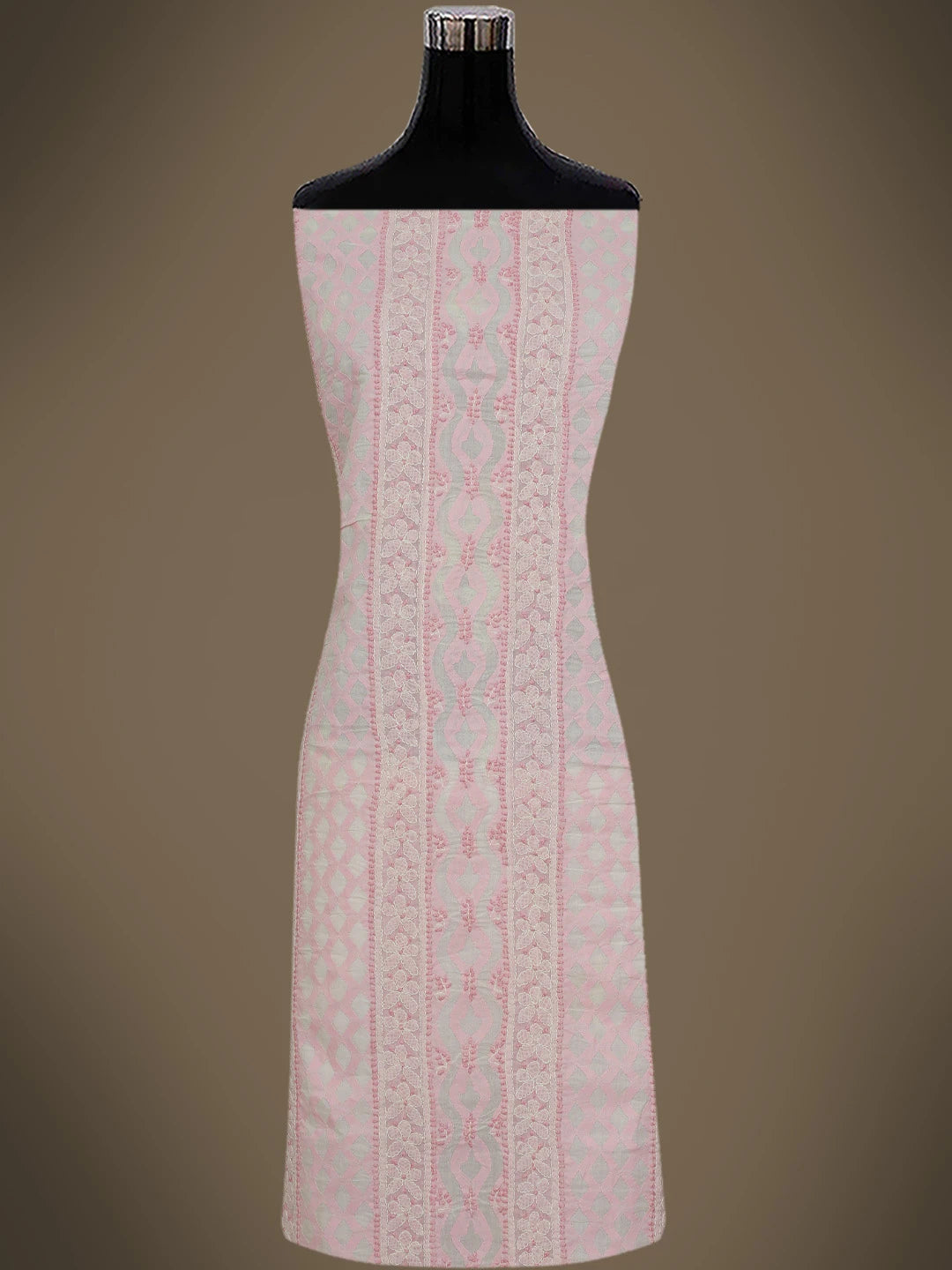 Ada Hand Embroidered Pink Cotton Lucknowi Chikankari Unstitched Suit Piece With Muqaish Work 01A742020