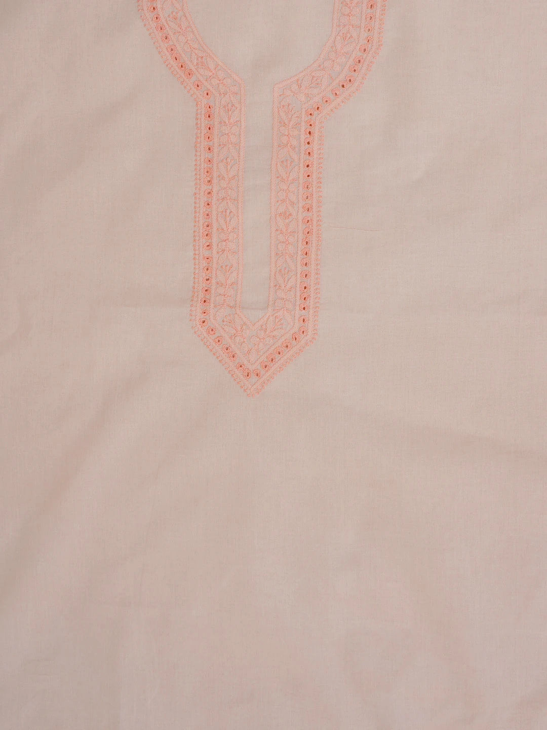 Ada Hand Embroidered Crayola Peach Cotton Lucknowi Chikankari Unstitched Men's Kurta Piece 01A752658