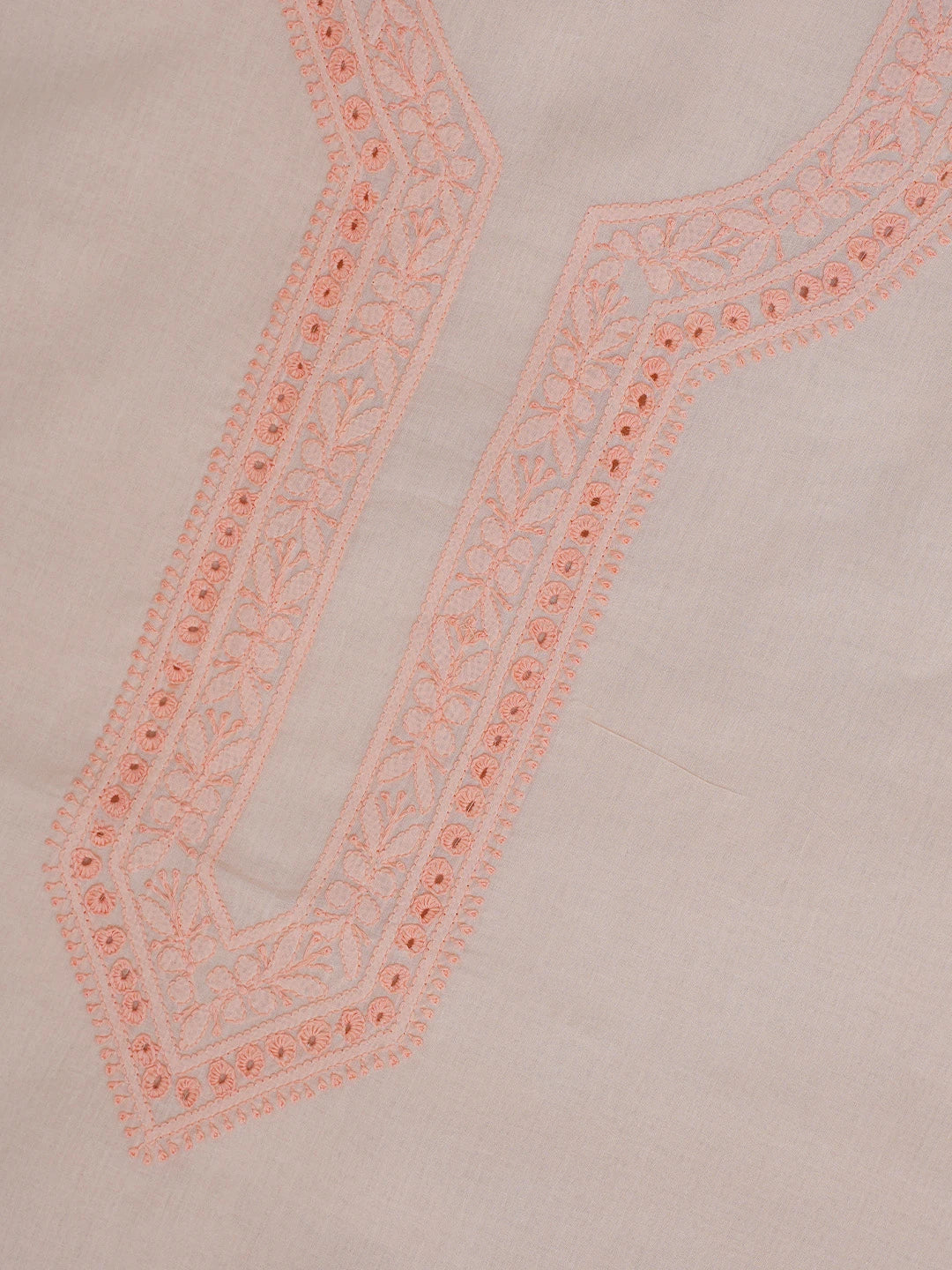 Ada Hand Embroidered Crayola Peach Cotton Lucknowi Chikankari Unstitched Men's Kurta Piece 01A752658