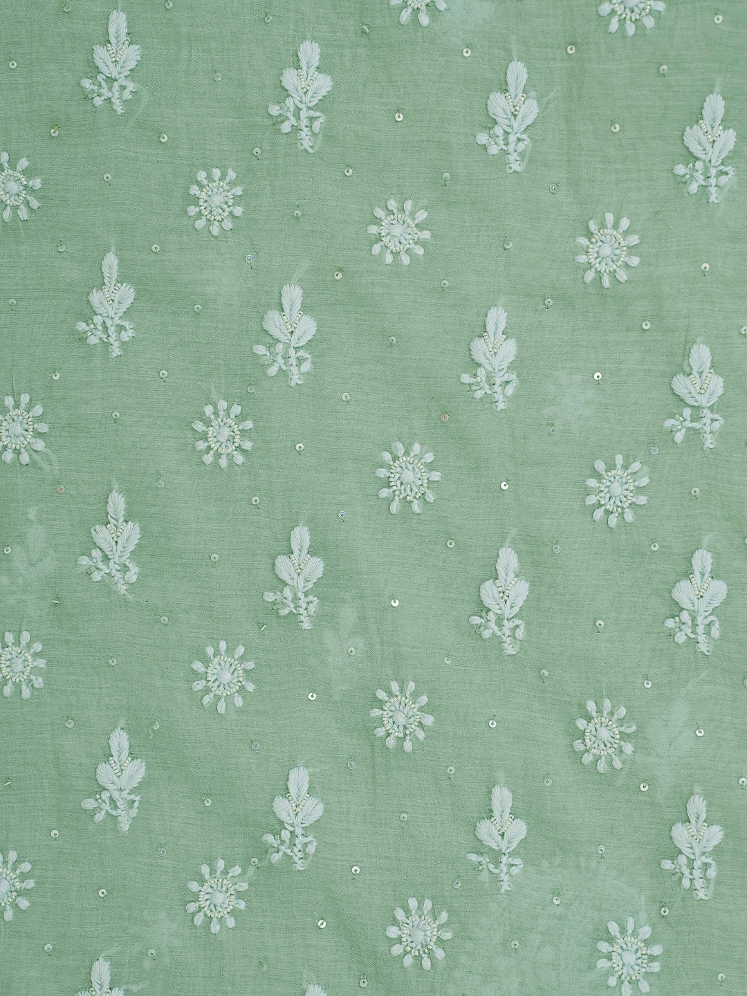 Ada Hand Embroidered Green Chanderi Lucknowi Chikankari Unstitched Men's Kurta Piece With Cutdana Work 01A708585