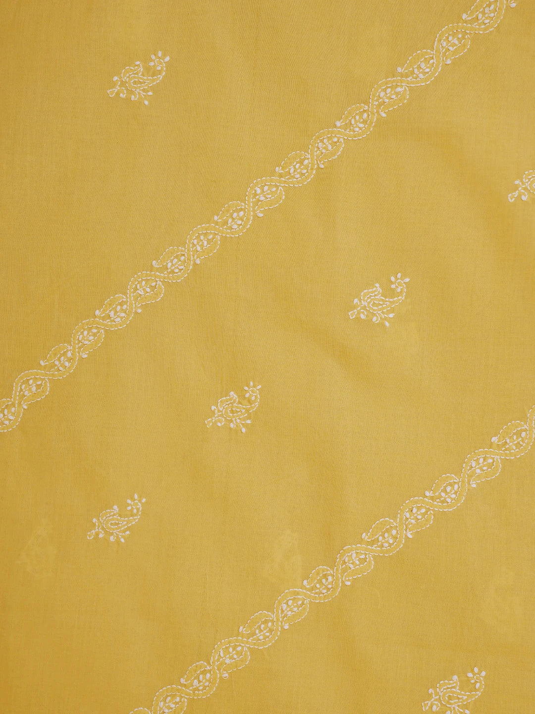 Ada Hand Embroidered Yellow Cotton Lucknowi Chikankari Unstitched Men's Kurta Piece 01A706122