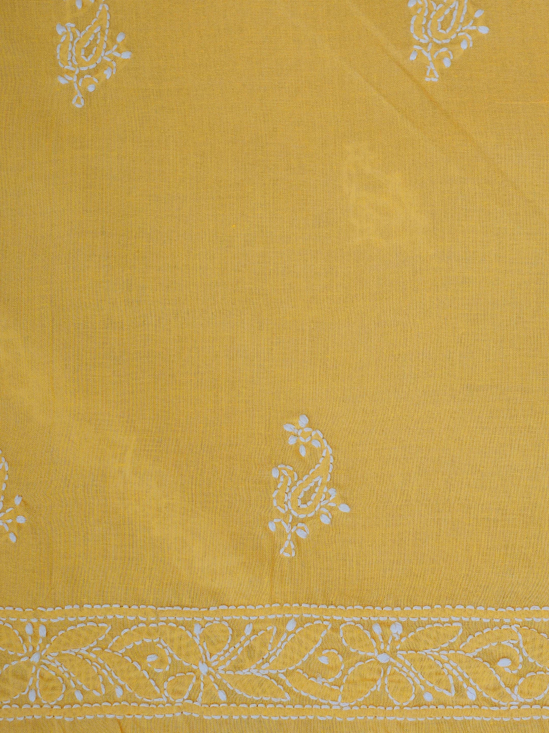 Ada Hand Embroidered Yellow Cotton Lucknowi Chikankari Unstitched Men's Kurta Piece 01A706122