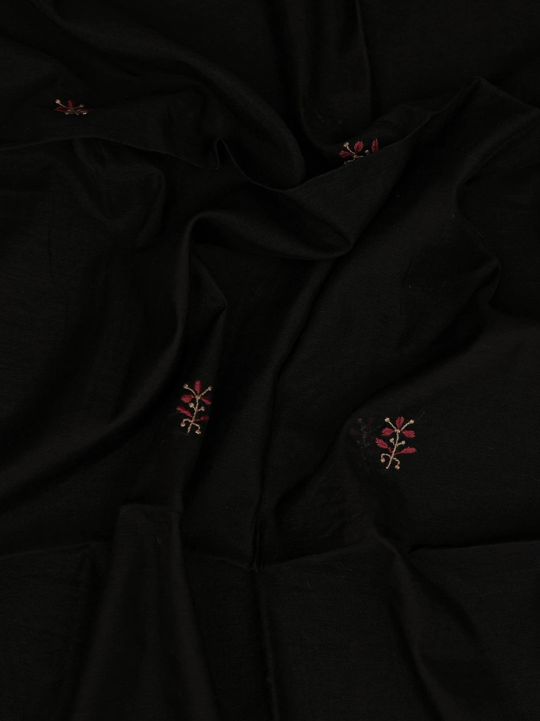 Ada Hand Embroidered Black Chanderi Lucknowi Chikankari Unstitched Kurta Dupatta Set 01A752337