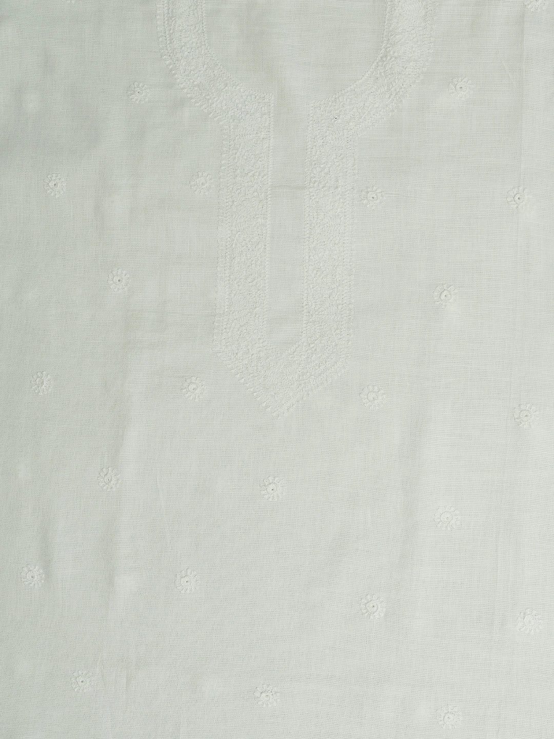 Ada Hand Embroidered White Cotton Lucknowi Chikankari Unstitched Men's Kurta Piece 01A742632