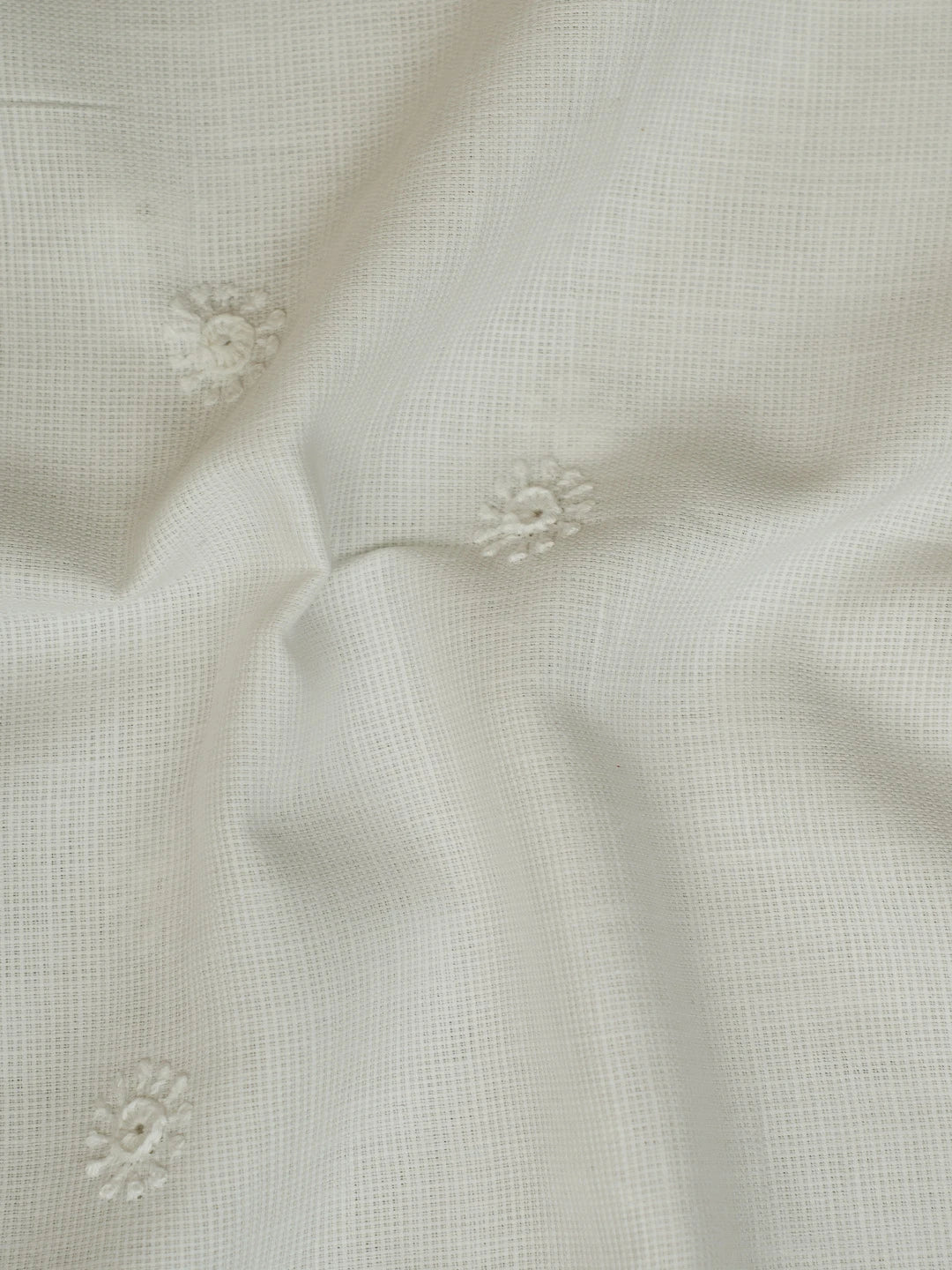 Ada Hand Embroidered White Cotton Lucknowi Chikankari Unstitched Men's Kurta Piece 01A742632