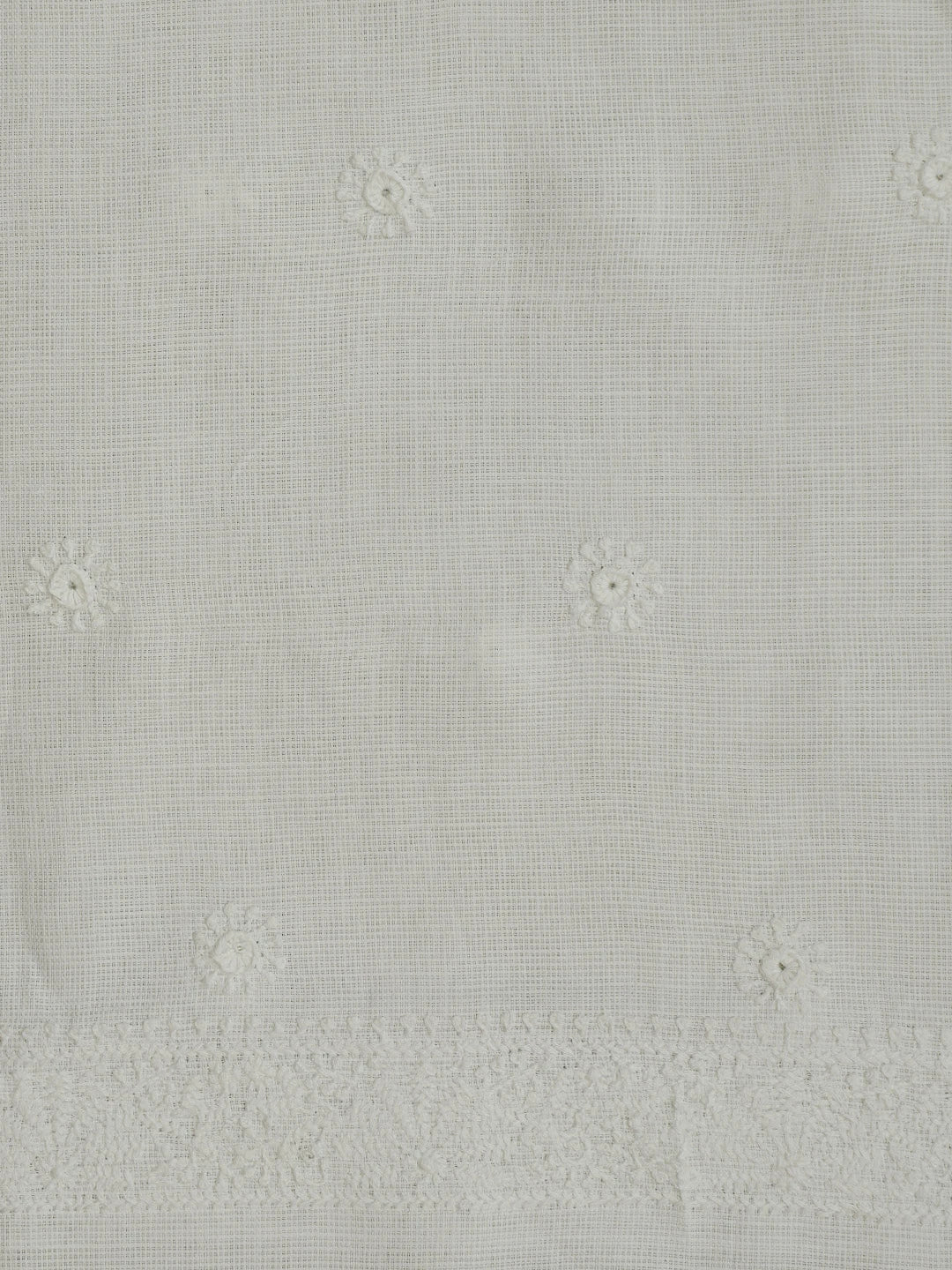 Ada Hand Embroidered White Cotton Lucknowi Chikankari Unstitched Men's Kurta Piece 01A742632