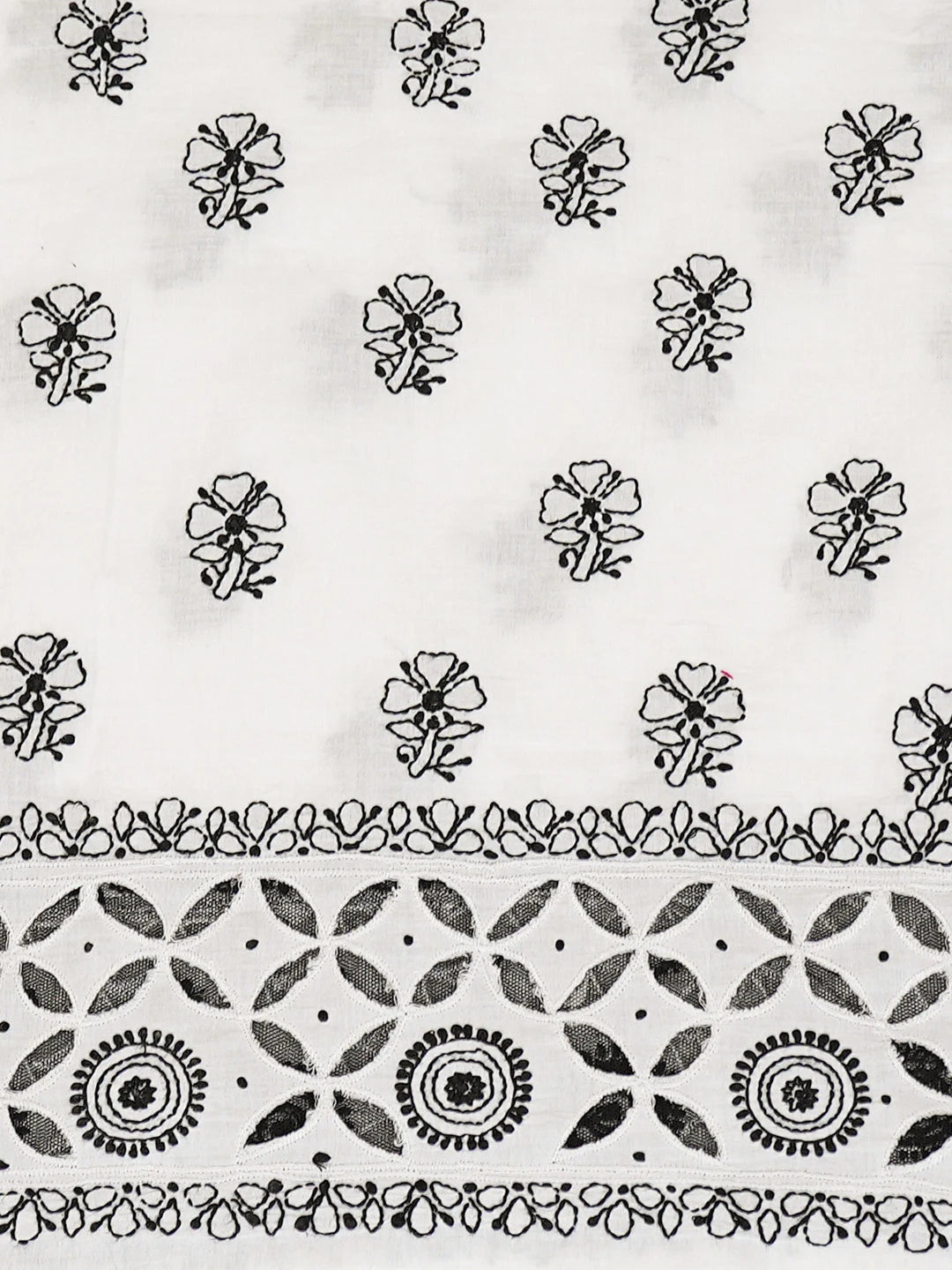 Ada Hand Embroidered White Cotton Lucknowi Chikankari Unstitched Suit Piece 01A735879