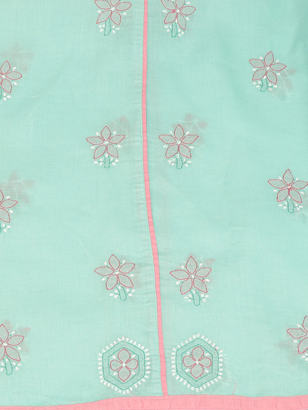 Ada Hand Embroidered Sea Green Cotton Lucknowi Chikankari Unstitched Suit Piece 01A630526