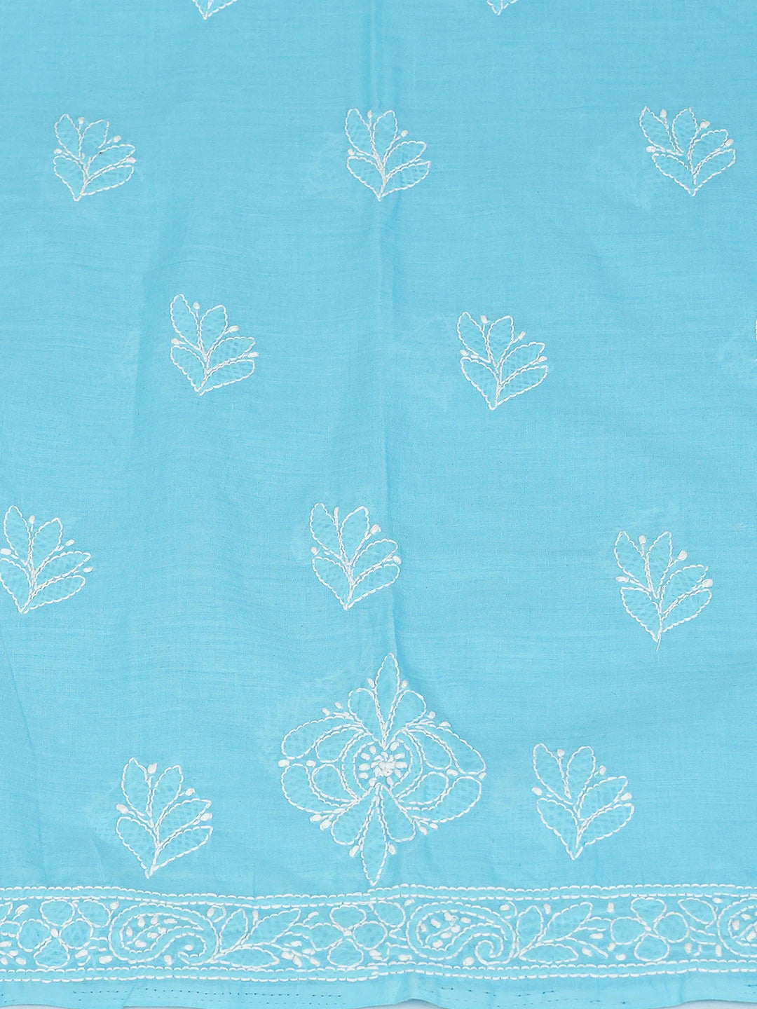 Ada Hand Embroidered Sky Blue Cotton Lucknowi Chikankari Unstitched Suit Piece 01A753914