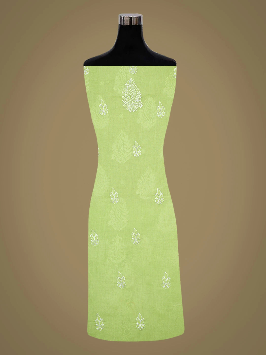 Ada Hand Embroidered Green Cotton Lucknowi Chikankari Unstitched Suit Piece 01A753933