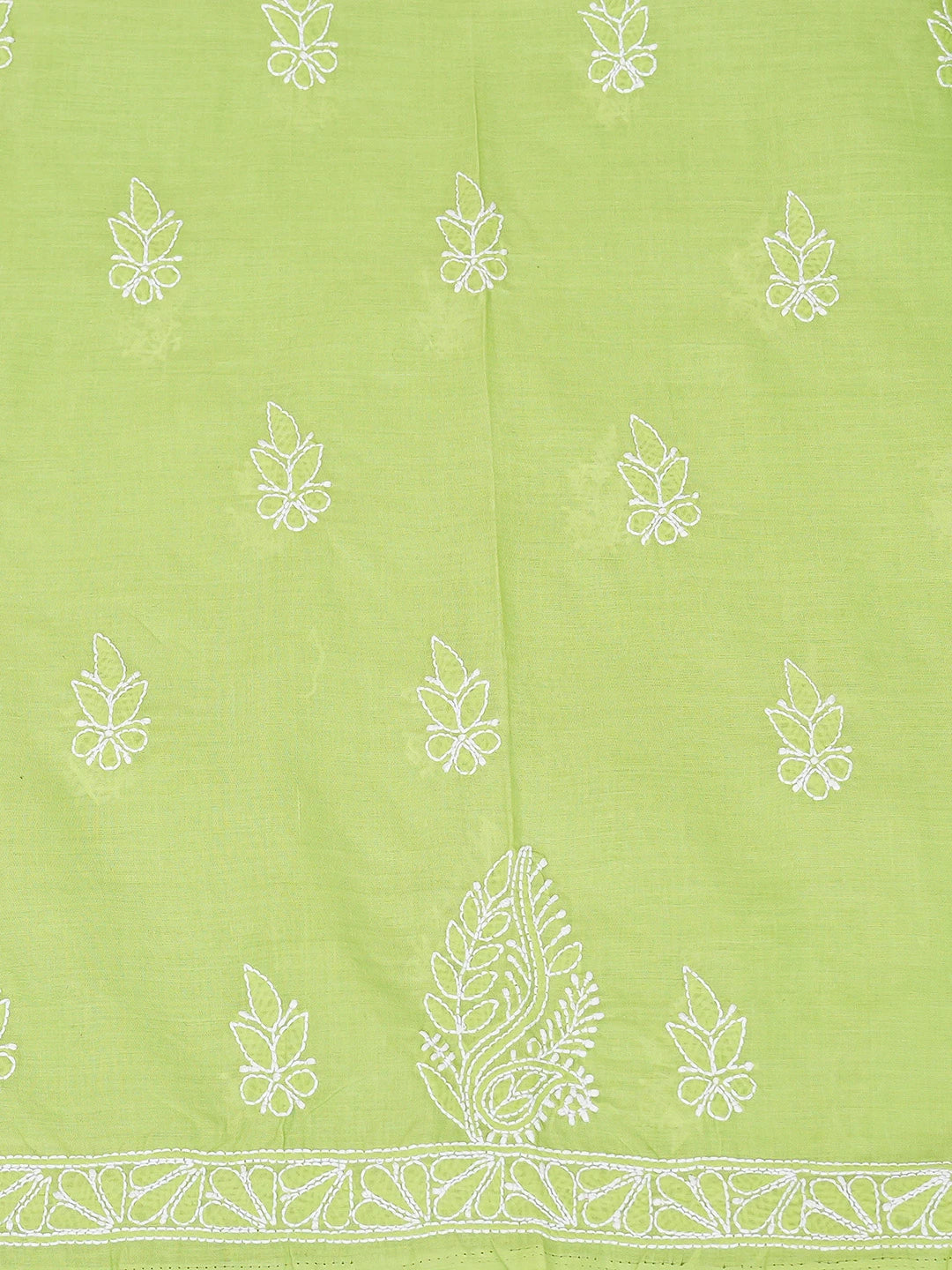 Ada Hand Embroidered Green Cotton Lucknowi Chikankari Unstitched Suit Piece 01A753933