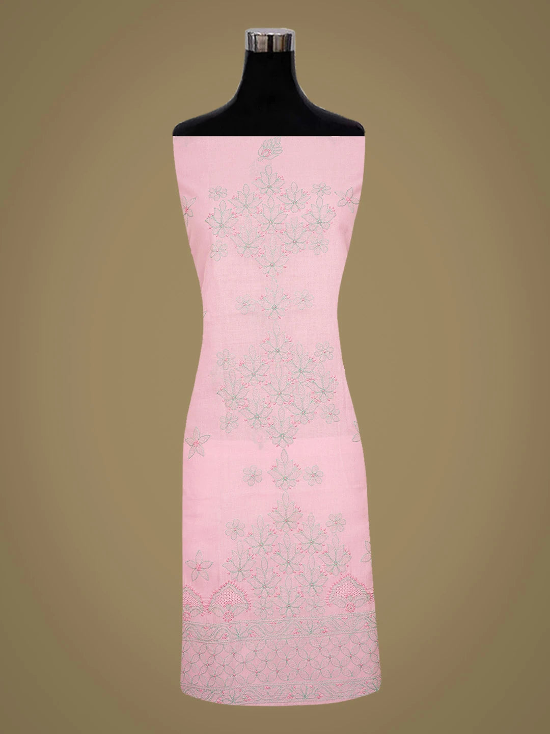 Ada Hand Embroidered Pink Cotton Lucknowi Chikankari Unstitched Suit Piece 01A630622