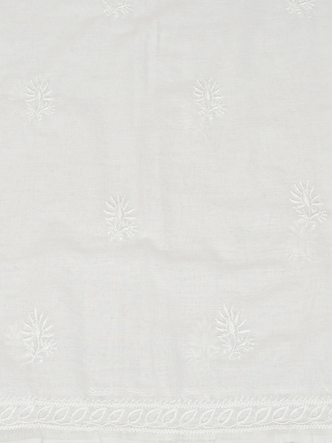 Ada Hand Embroidered White Cotton Lucknowi Chikankari Unstitched Suit Piece 01A646088