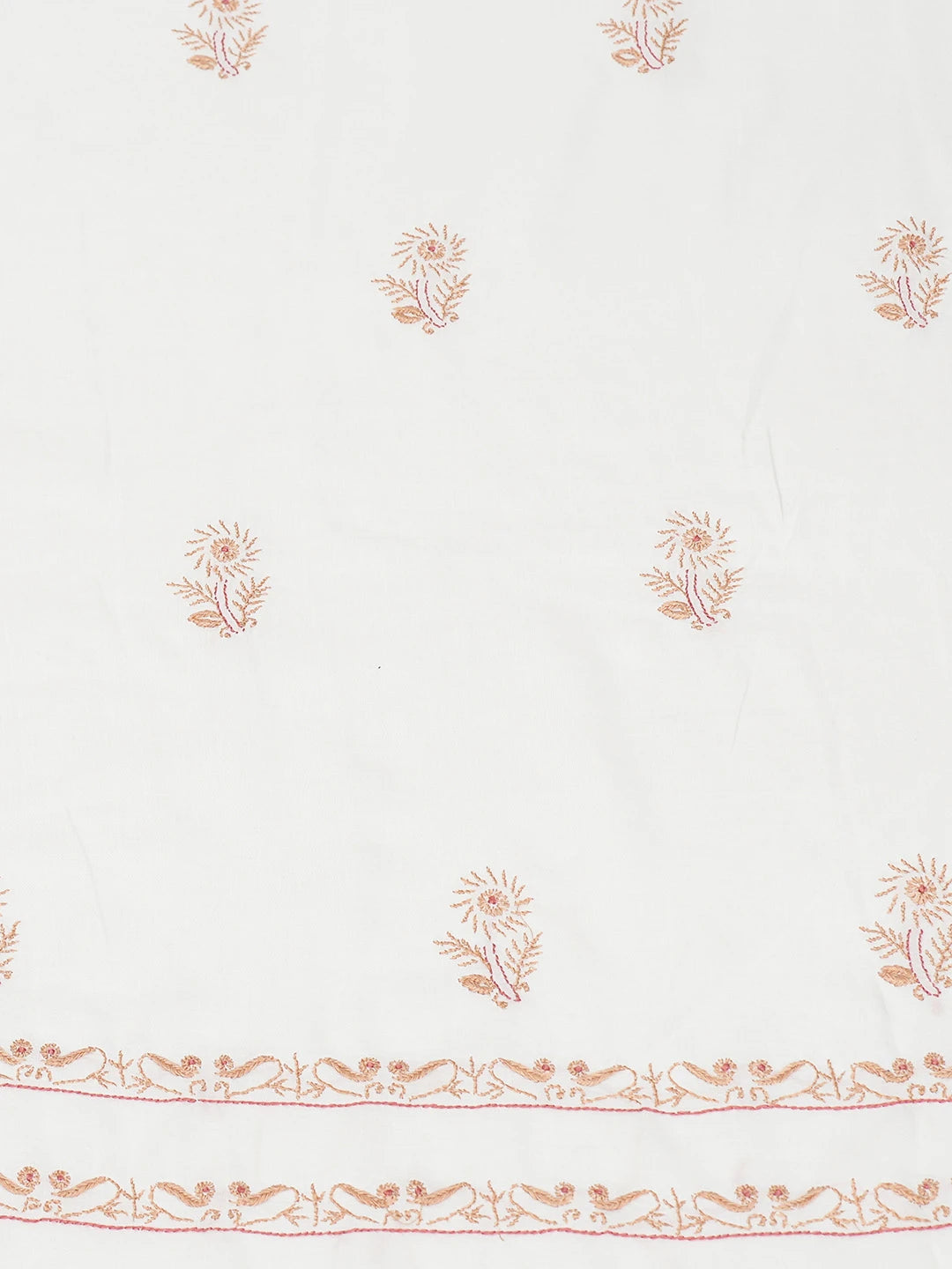 Ada Hand Embroidered White Modal Lucknowi Chikankari Unstitched Kurta Dupatta Set 01A307529