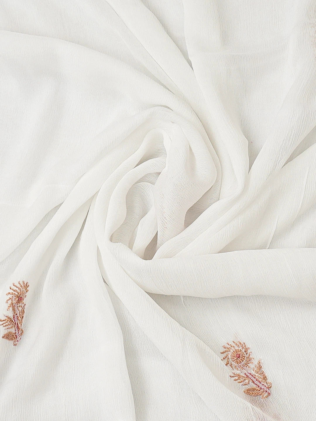 Ada Hand Embroidered White Modal Lucknowi Chikankari Unstitched Kurta Dupatta Set 01A307529