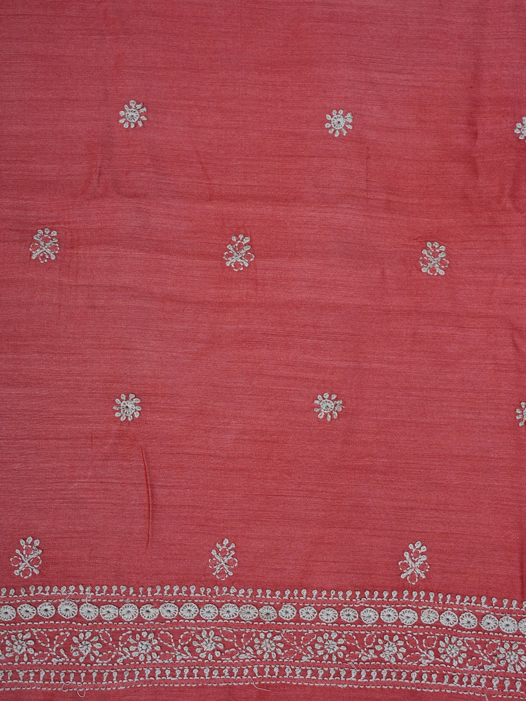 Ada Hand Embroidered Rust Moonga Silk Lucknowi Chikankari Unstitched Men's Kurta Piece 01A743016