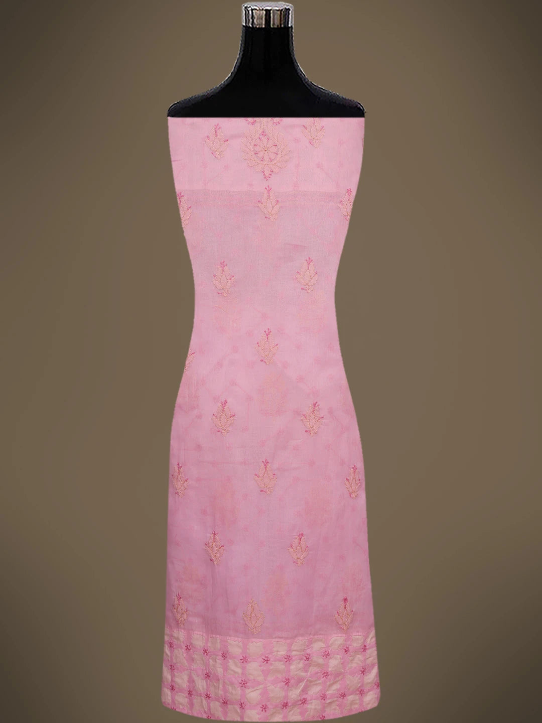 Ada Hand Embroidered Bright Pink Cotton Lucknowi Chikankari Semi-Stitched Kurta Piece 01A226843