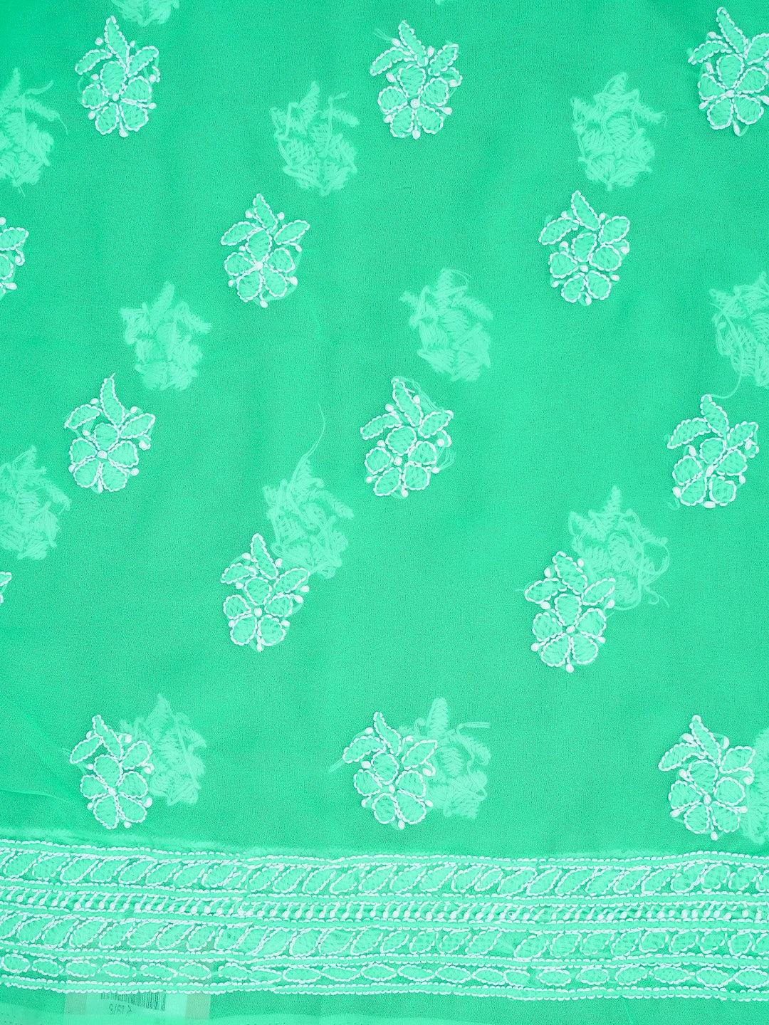 Ada Hand Embroidered Bright Sea Green Georgette Lucknowi Chikankari Unstitched Kurta Piece 01A445313
