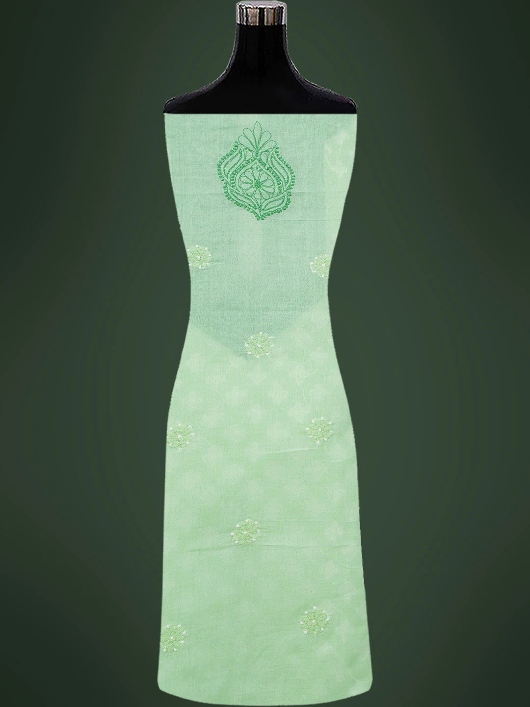 Ada Hand Embroidered Sea Green Cotton Lucknowi Chikankari Unstitched Kurta Piece 01A631154