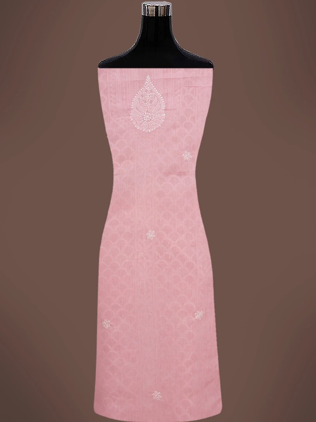 Ada Hand Embroidered Baby Pink Cotton Lucknowi Chikankari Unstitched Kurta Piece 01A724510