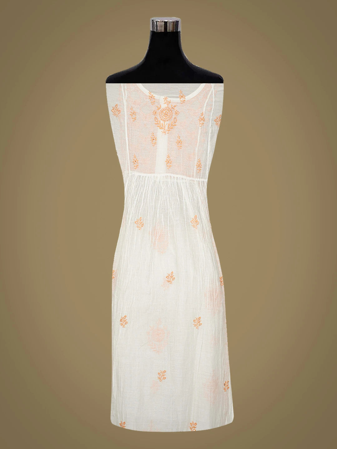 Ada Hand Embroidered Off White Chanderi Lucknowi Chikankari Semi-stitched Kurta Dupatta Set With Cutdana Work 01A496733