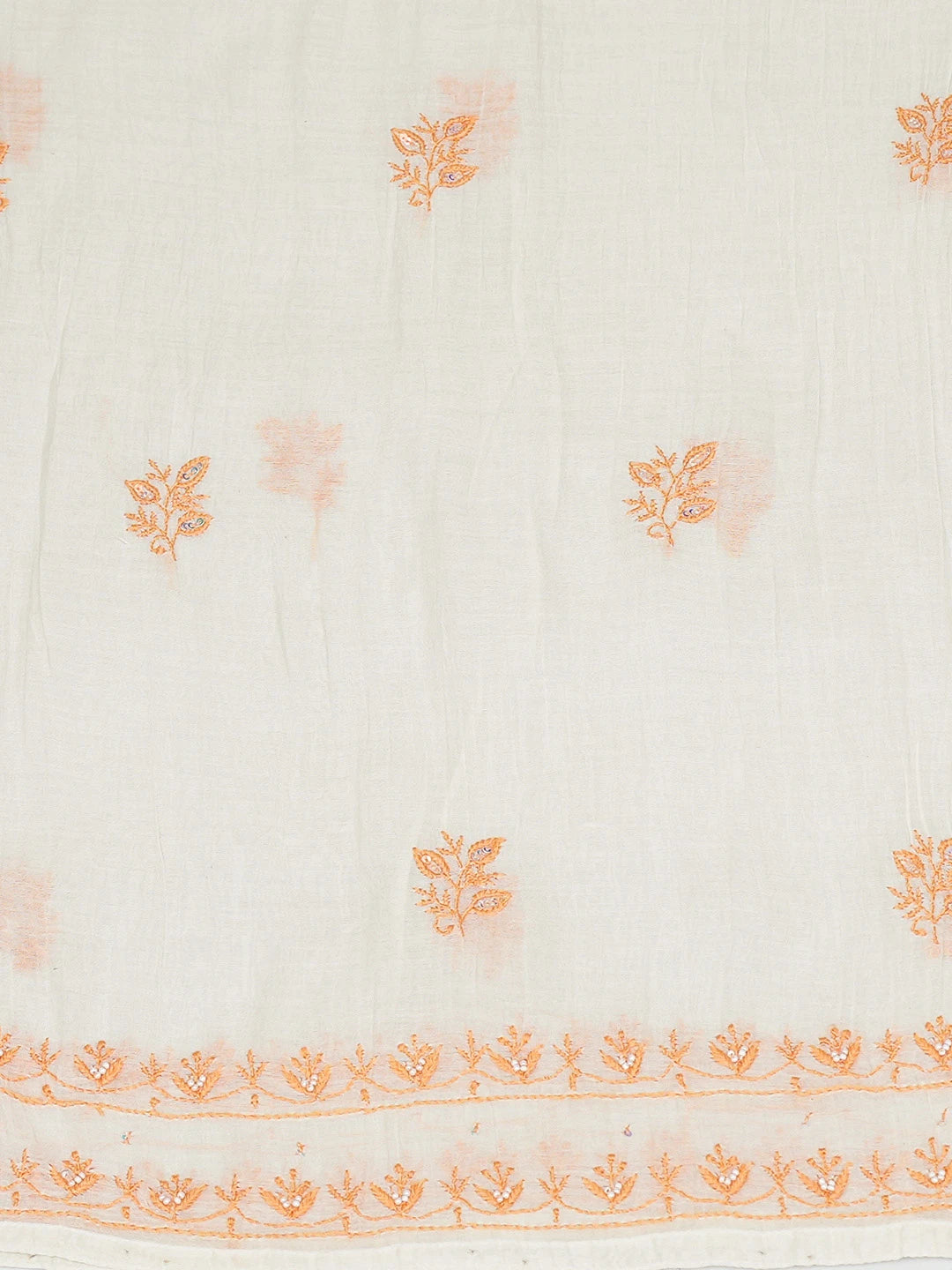 Ada Hand Embroidered Off White Chanderi Lucknowi Chikankari Semi-stitched Kurta Dupatta Set With Cutdana Work 01A496733