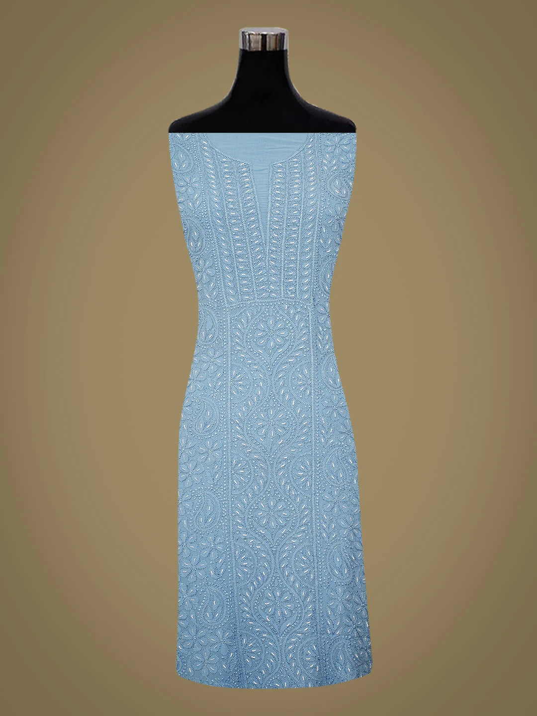 Ada Hand Embroidered Blue Viscose Georgette Lucknowi Chikankari Unstitched Kurta Dupatta Set With Cutdana Work 01A751141