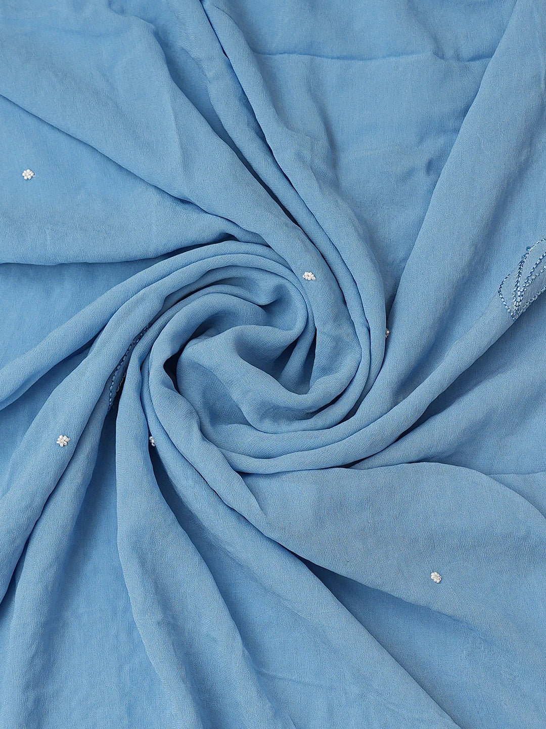 Ada Hand Embroidered Blue Viscose Georgette Lucknowi Chikankari Unstitched Kurta Dupatta Set With Cutdana Work 01A751141