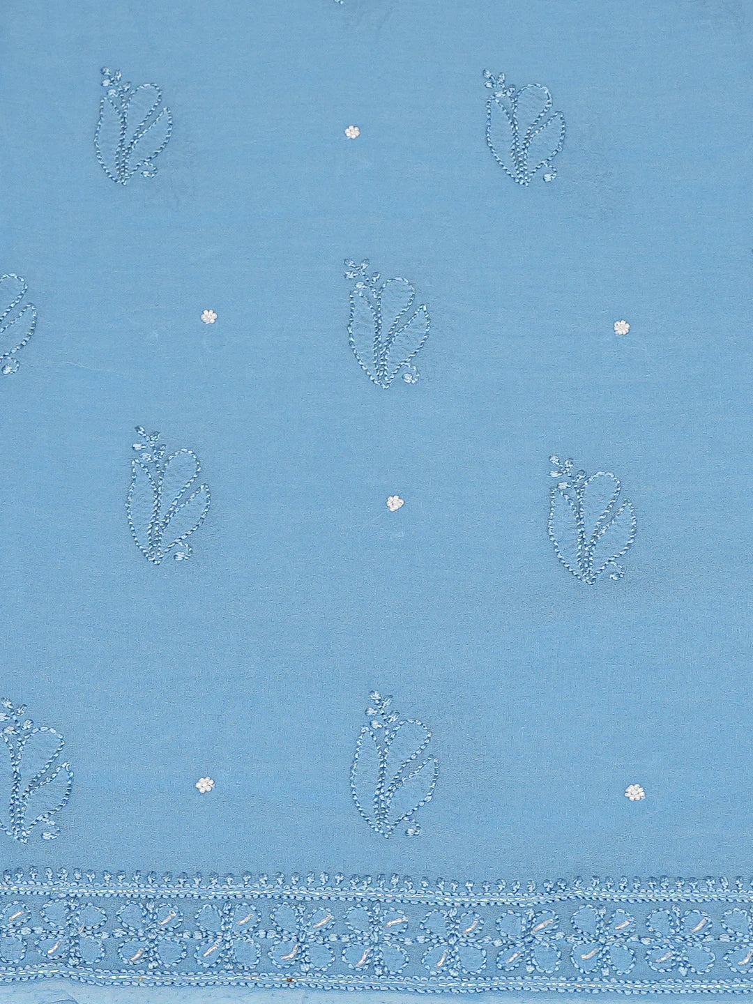 Ada Hand Embroidered Blue Viscose Georgette Lucknowi Chikankari Unstitched Kurta Dupatta Set With Cutdana Work 01A751141